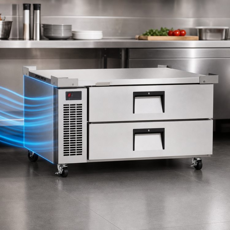 Product image #3 for Everest Refrigeration 48-3/8-Inch 2-Drawer Chef Base Refrigerator, Self-Contained Side-Mounted, 115V