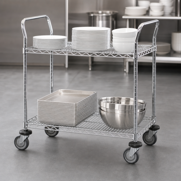 Product image #3 for Metro Super Erecta Standard Duty 2-Shelf Bus Cart, Open Base, 36 x 21 in.