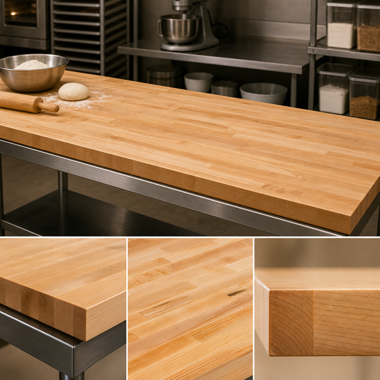Product image #3 for John Boos 108-Inch x 24-Inch Edge Grain Northern Hard Rock Maple Baker's Table Top