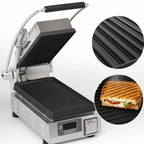 Thumbnail image #3 for Star (Middleby) Pro-Max 2.0 PGT7IEA-230V Countertop Panini Press Sandwich Grill, Grooved Cast Iron Plates, Electronic Timer Controls, 230V