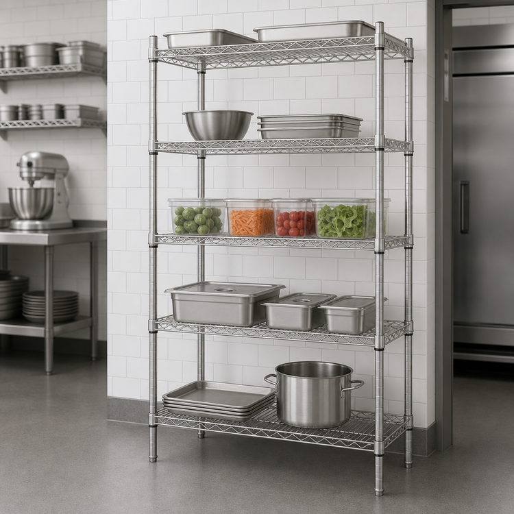 Product image #3 for Eagle Group 5-Tier Stationary Wire Starter Shelving Unit, Stainless Steel Finish, 42 x 18 x 86 Inches