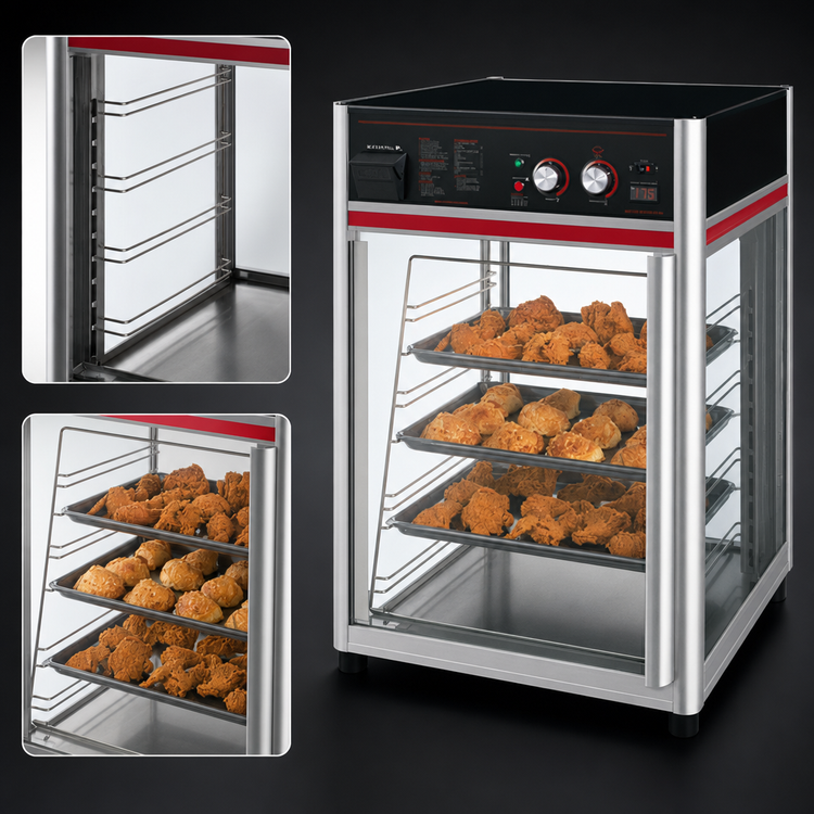 Product image #3 for Hatco Flav-R-Savor Tall 1-Door Countertop Hot Food Holding and Display Cabinet with 4-Tier Pan Rack, Motorless