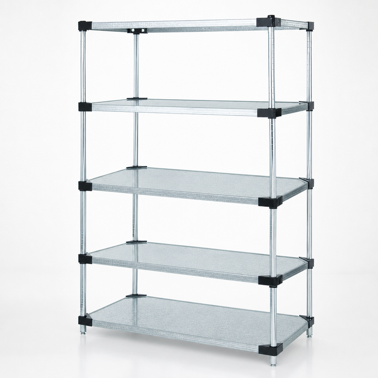 Product image #3 for Quantum Solid Shelving Starter Kit, 48-Inch W x 18-Inch D x 63-Inch H, 5 Shelves