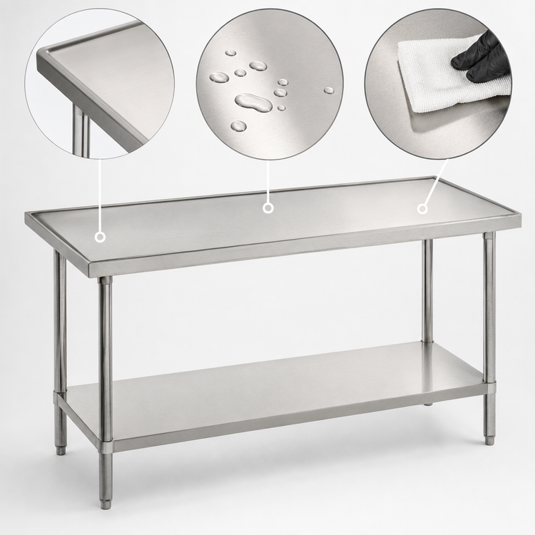 Product image #3 for Advance Tabco 60" x 36" 14-Gauge 304 Stainless Steel Flat Top Work Table with Galvanized Undershelf