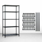 Thumbnail image #3 for Quantum WR54-3648BK-5 48W x 36D x 54H Black Epoxy 5-Shelf Wire Shelving Starter Kit