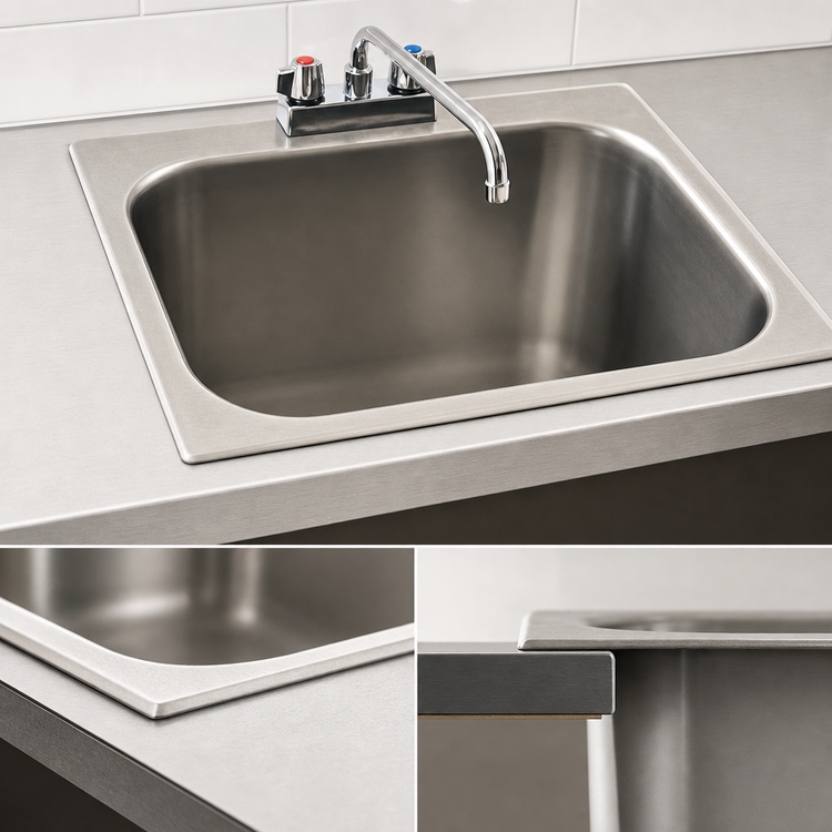 Product image #3 for Eagle Group Self-Rimming Drop-In Sink, Single Compartment, 20 x 16 x 13-1/2-Inch Bowl, 18/304 Stainless Steel, with Basket Drain