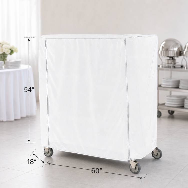 Product image #3 for Metro 60 x 18 x 54 Inch White Uncoated Knitted Polyester Cart Cover for Queen Mary & Banquet Carts