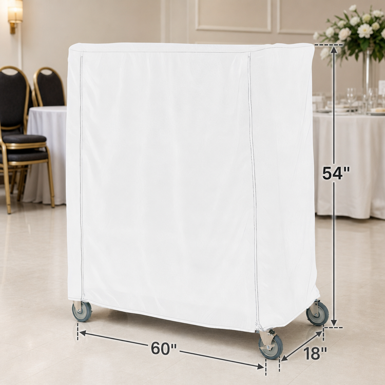 Product image #3 for Metro White Uncoated Knitted Polyester Banquet Cart Cover, 60"W x 18"D x 54"H