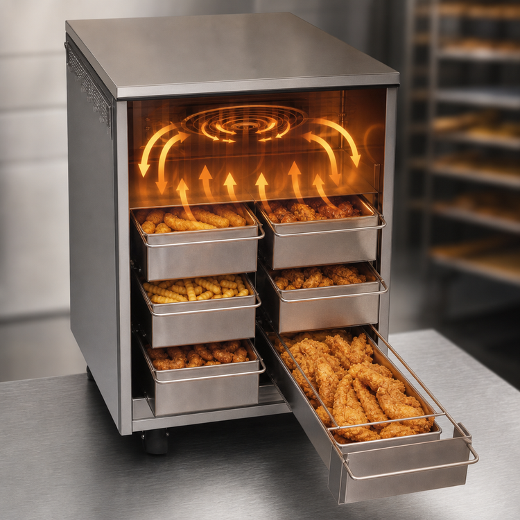 Product image #3 for Vertical Crisp N Hold Heated Air Food Holding Cabinet, Countertop, 6 Half-Size Pan Capacity, 120V