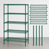 Thumbnail image #3 for Stationary 5-Shelf Wire Shelving Starter Kit, 72-Inch W x 12-Inch D x 86-Inch H, Green Epoxy Coated