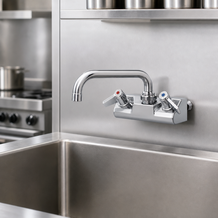 Product image #3 for T&S Brass equip 4-Inch Wall-Mount Faucet with 6-Inch Swing Nozzle and Lever Handles