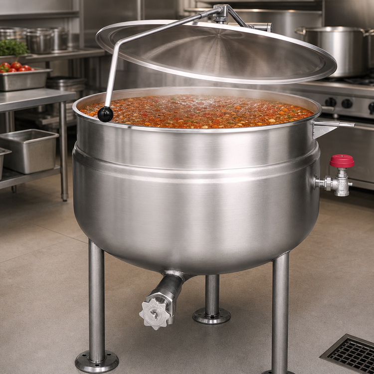Product image #3 for Cleveland Range 125-Gallon Direct Steam Full-Jacket Steam Kettle with Tri-Leg Base