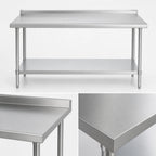 Thumbnail image #3 for Duke Manufacturing 316-2448-2R 48 x 24-Inch 16-Gauge 300 Series Stainless Steel Work Table with Straight Riser and Galvanized Undershelf