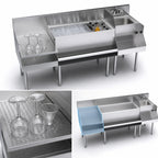 Thumbnail image #3 for Krowne Royal Series KR24-W72B-10 72-Inch Underbar Ice Bin/Cocktail Station with Recessed Drainboard, Blender Station, 10-Circuit Cold Plate
