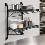 Thumbnail image #3 for Quantum WC34-CB1836BK Wall-Mount Double-Shelf Wire Shelving Unit, 36 x 18 x 34 Inches, Black Epoxy