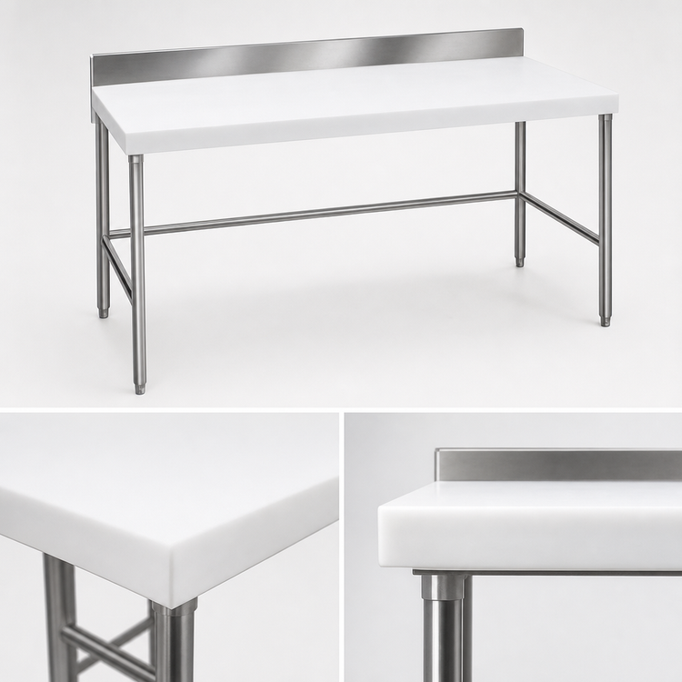 Product image #3 for Advance Tabco 72" x 24" Poly-Vance Poly Top Work Table with 6" Backsplash