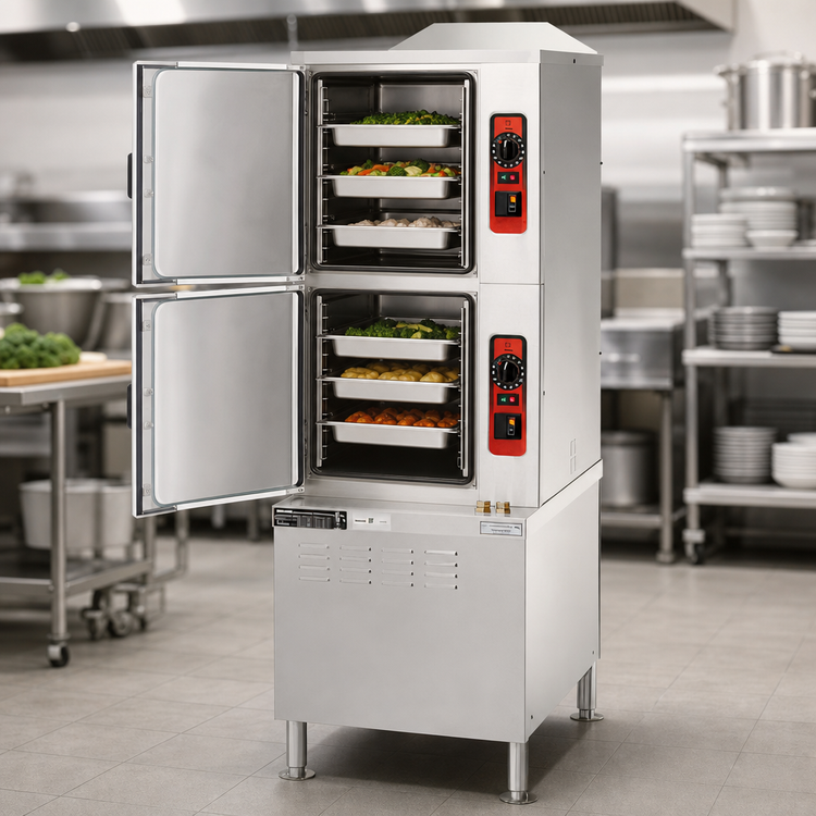 Product image #3 for Vulcan C24ET6 Two-Compartment Electric Convection Steamer on 24-Inch Cabinet Base, 6-Pan Capacity