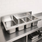 Thumbnail image #3 for BK Resources DDI4-R5-1014HS 4-Compartment Drop-In Sink, 5-Inch Riser, 48 x 24 Inches, 304 Stainless Steel