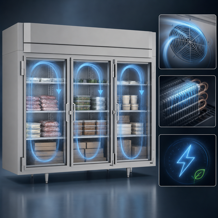 Product image #4 for Victory UltraSpec™ FSA-3D-S1-EW-G-HC Three-Section Reach-in Glass Door Freezer with V-Core™