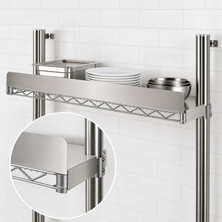 Product image #3 for Eagle Group 72-Inch x 4-Inch Stainless Steel Solid Shelf Ledge