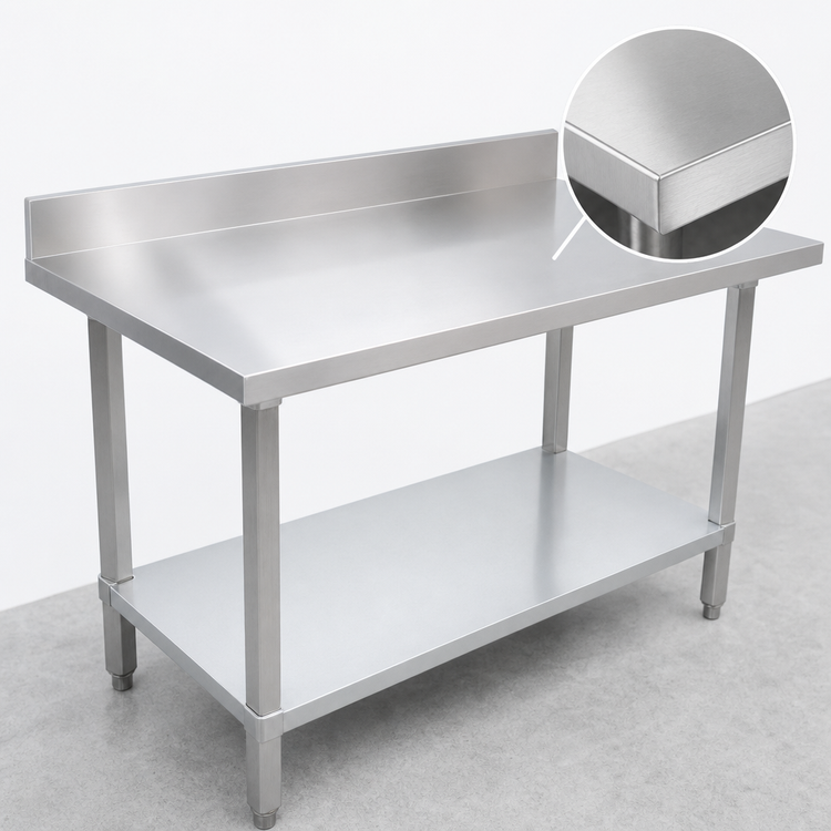 Product image #3 for Elite Series 60-Inch x 24-Inch Stainless Steel Work Table with 4-Inch Backsplash and Galvanized Undershelf