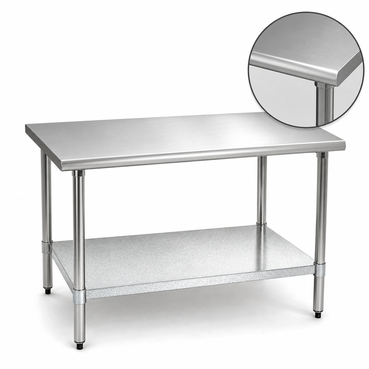 Product image #3 for BlendPort® Deluxe Series Flat-Top Stainless Steel Work Table with Galvanized Undershelf, 60-Inch x 24-Inch