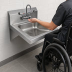 Thumbnail image #3 for BK Resources BKHS-ADA-S-P-G ADA Wall-Mount Hand Sink with Lead-Free Splash-Mount Faucet, 14 x 16 Bowl, 304 Stainless Steel