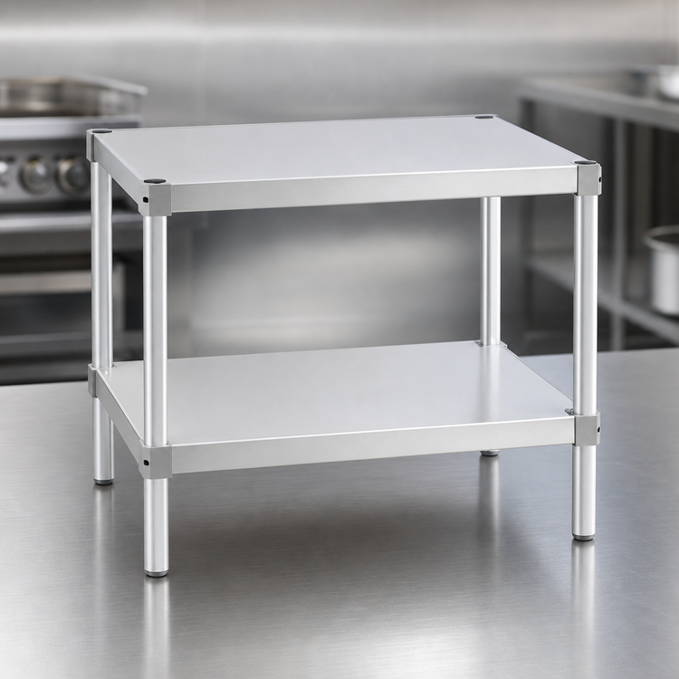 Product image #3 for New Age 24W x 20D x 36H Stationary Modular Aluminum Equipment Stand with 2 Adjustable Solid Shelves