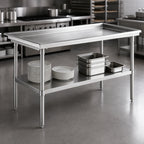 Thumbnail image #3 for Klinger's Trading DST3073 73-Inch x 30-Inch Dish Sorting Table, 16-Gauge 304 Stainless Steel, Open Undershelf, No Backsplash