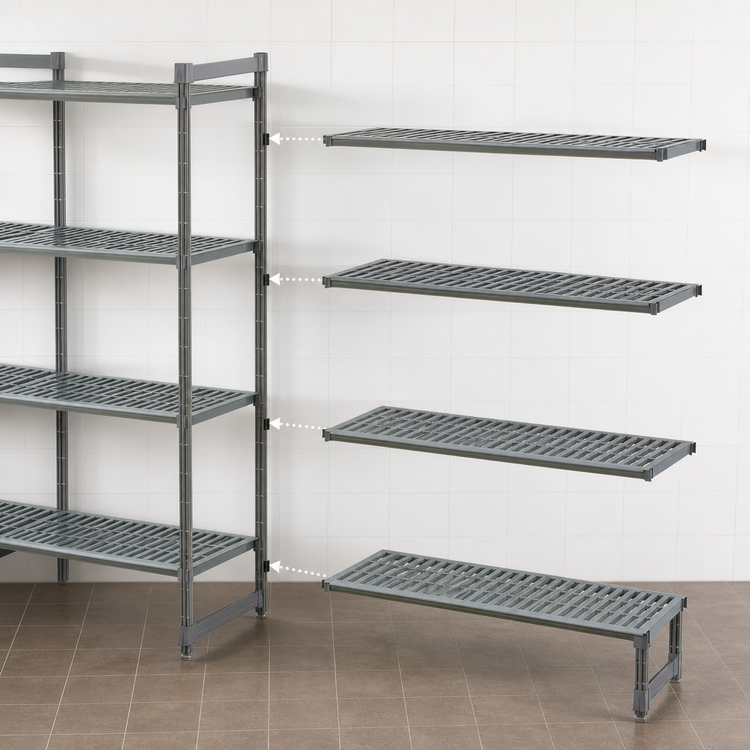 Product image #3 for Cambro Camshelving Basics Plus 5-Tier Vented Add-On Polymer Shelving Unit, 21 x 42 x 84 Inches, Brushed Graphite