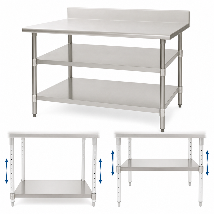 Product image #3 for Eagle Group Adjustable Stainless Steel Work Table Undershelf, 108" x 24", For Uni-Lok Hat Channel Frames
