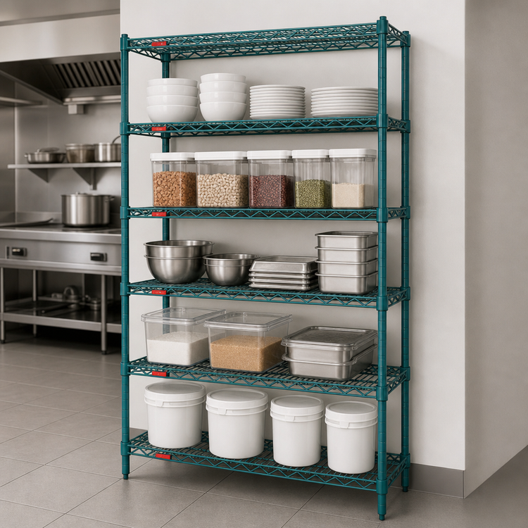 Product image #3 for Eagle Valu-Gard 5-Tier Add-On Wire Shelving Unit, 42W x 24D x 74H, Green Epoxy