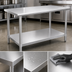 Thumbnail image #3 for Spec-Master 72-Inch x 36-Inch Flat Top Stainless Steel Work Table with Galvanized Base and Adjustable Undershelf