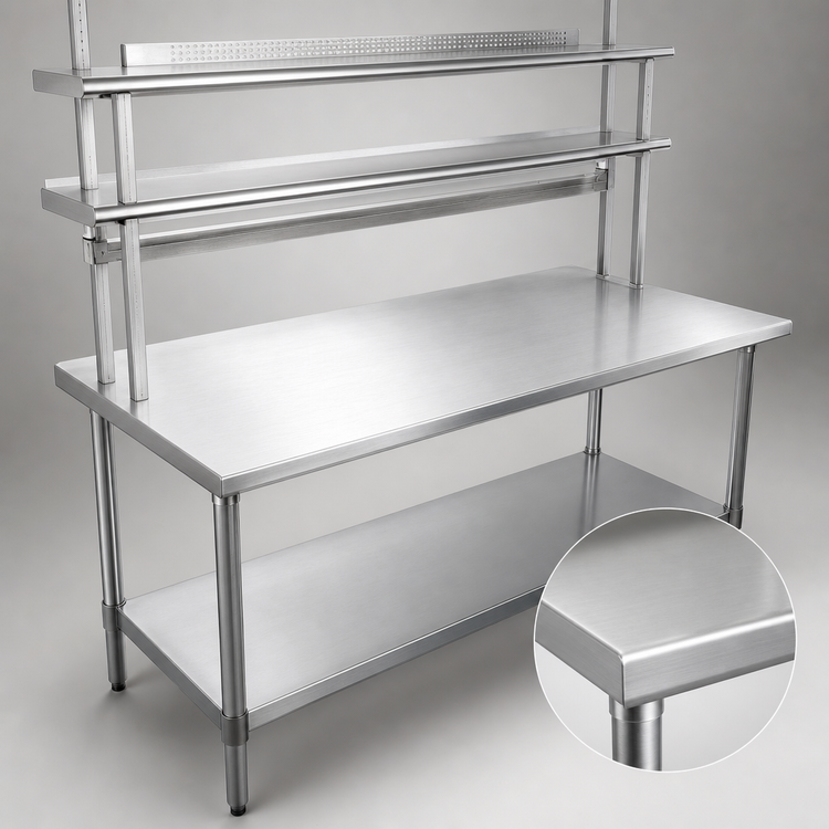 Product image #3 for Eagle Group Budget Series Spec-Master B Stainless Steel Work Table with Flex-Master Overshelf Kit, 48W x 30D x 35-1/8H