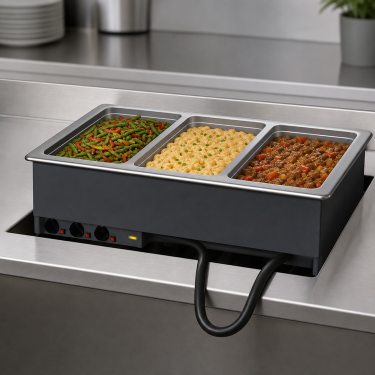 Product image #3 for Vollrath 3-Well Drop-In Electric Hot Food Well, 12 x 20 In. Full-Size Pans, Thermostatic, Wet Operation, 240V