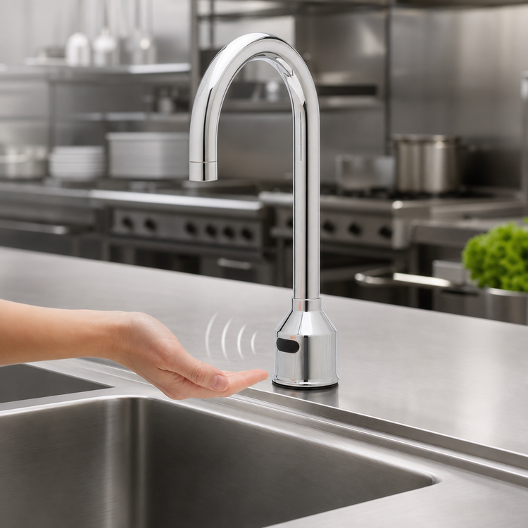 Product image #3 for Equip Touchless Electronic Sensor Single-Hole Deck-Mount Rigid Gooseneck Faucet with Mixing Valve, 2.2 GPM