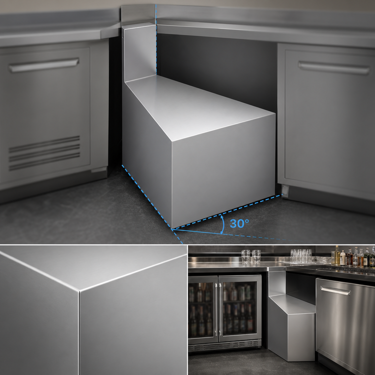 Product image #3 for Krowne Royal Series 30° Front Corner Underbar Angle Filler, Flat Top, 24-Inch Deep, Stainless Steel