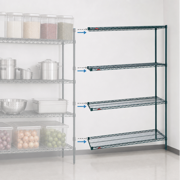 Product image #3 for Metro Super Erecta Add-On Wire Shelving Unit, 48 x 21 x 63 Inches, 4 Shelves, Metroseal 3 Epoxy-Coated
