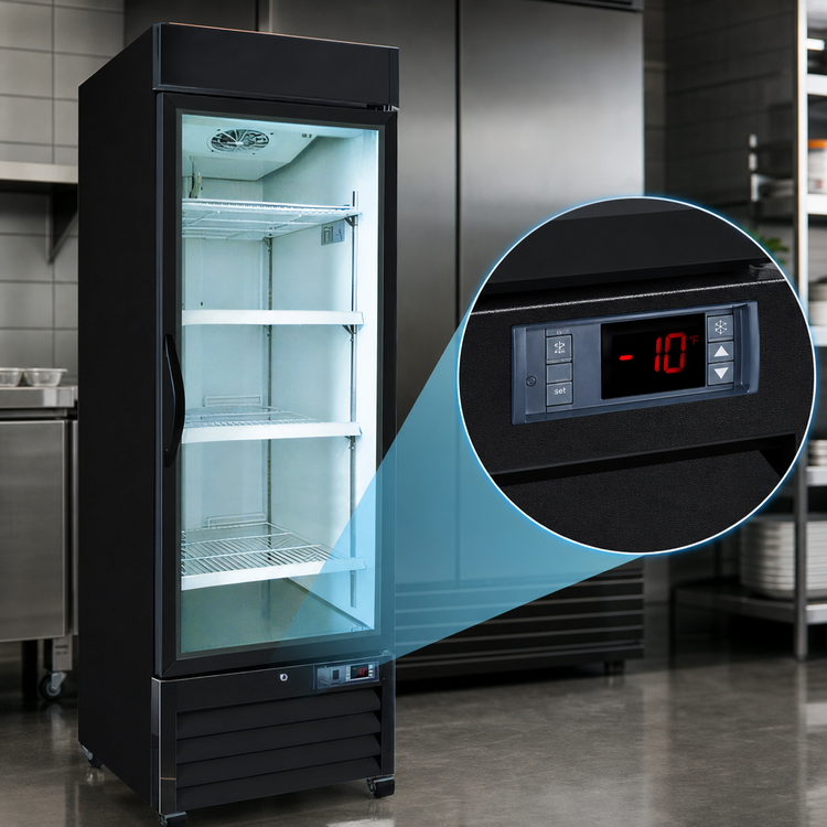 Product image #3 for Serv-Ware 1-Door 23 Cu. Ft. Black Glass Door Merchandiser Freezer
