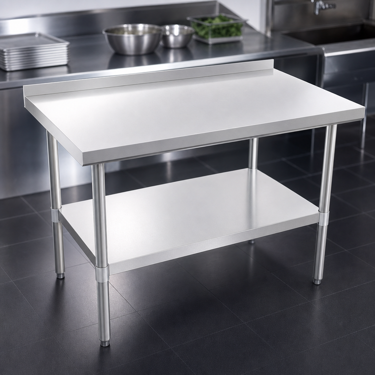 Product image #3 for John Boos Stallion 60-Inch x 24-Inch 18/430 Stainless Steel Budget Work Table with 1-1/2-Inch Backsplash and Undershelf