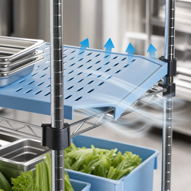 Product image #3 for QuadPlus 54 in. x 18 in. Louvered Blue Polymer Shelf Mat with Chrome QuadTruss Wire Frame