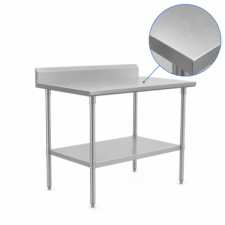 Product image #3 for Stallion 84-Inch x 30-Inch Stainless Steel Work Table with 5-Inch Backsplash and Undershelf
