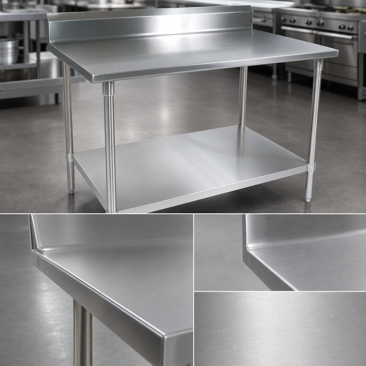 Product image #3 for John Boos Stallion 30 Inch x 36 Inch Stainless Steel Work Table with 5 Inch Backsplash and Adjustable Undershelf