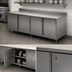 Thumbnail image #3 for BK Resources Chef Table with Cabinet Base, Hinged Doors and Locks, 120 x 30 Inch, 304 Stainless Steel, 5 Inch Back Riser