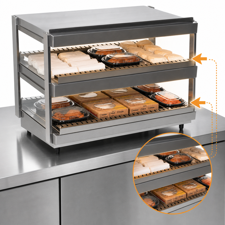 Product image #3 for Nemco 36-Inch Countertop Hot Food Shelf Merchandiser with Dual Heated Shelves