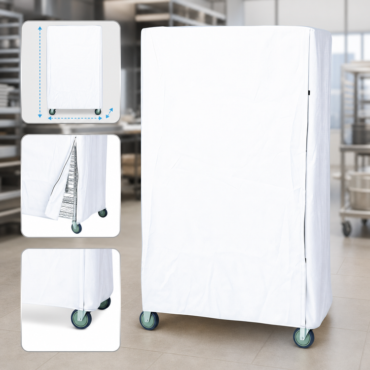 Product image #3 for Quantum Wire Cart Cover for 18 x 36 x 63 Inch Carts, White Nylon with Zipper Flap