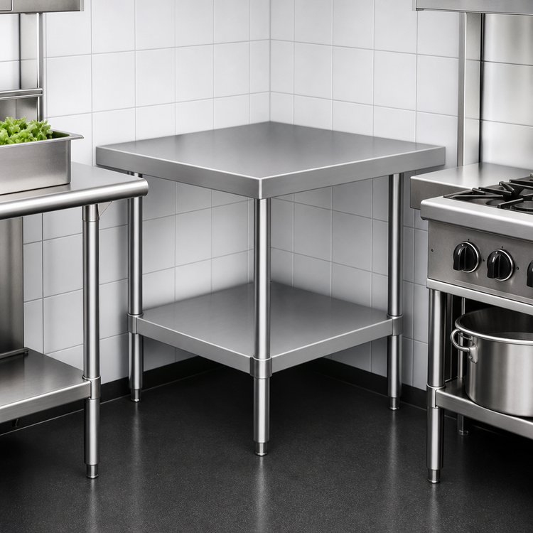 Product image #3 for Eagle Spec-Master Marine Series Stainless Steel Corner Work Table with Undershelf, 30 x 30 Inch
