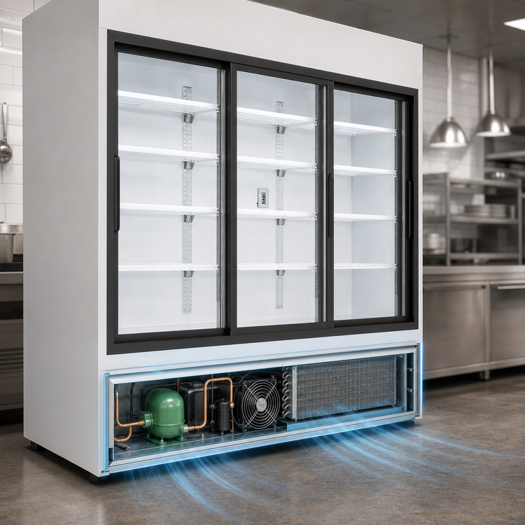 Product image #3 for Everest Refrigeration EMGR69C Three-Section Reach-In Sliding Glass Door Chromatography Refrigerator, 69 Cu. Ft.