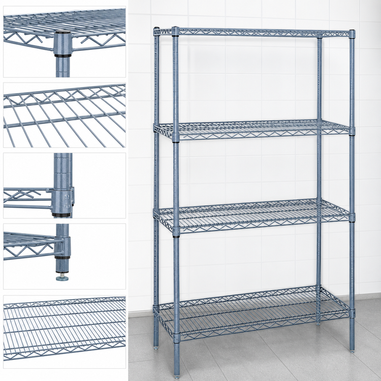 Product image #3 for Quantum 36-Inch W x 12-Inch D x 63-Inch H Stationary Wire Shelving Starter Kit with 5 Shelves, Gray Epoxy Finish