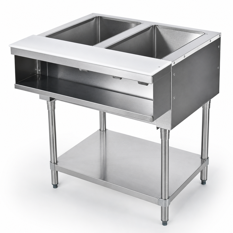 Product image #3 for Advance Tabco Triumph (Supreme) 2-Well Water Bath Hot Food Table, Natural Gas, Open Base with Undershelf